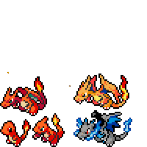 Charmander, Charmeleon, Charizard X pärlplatta mall