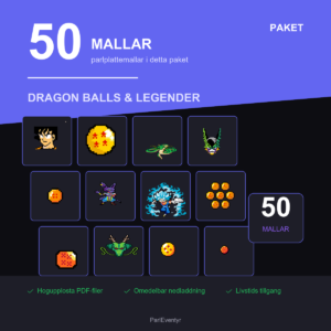 Dragon Ball Z Dragon Balls och Legender Parlplattor Paket - 50 Mallar (PDF)