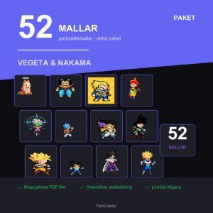Dragon Ball Z Vegeta och Nakama Parlplattor Paket - 52 Mallar (PDF)