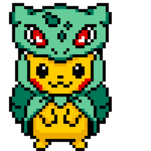 Pikachu Utklädd Som Bullbasaur pärlplatta mall