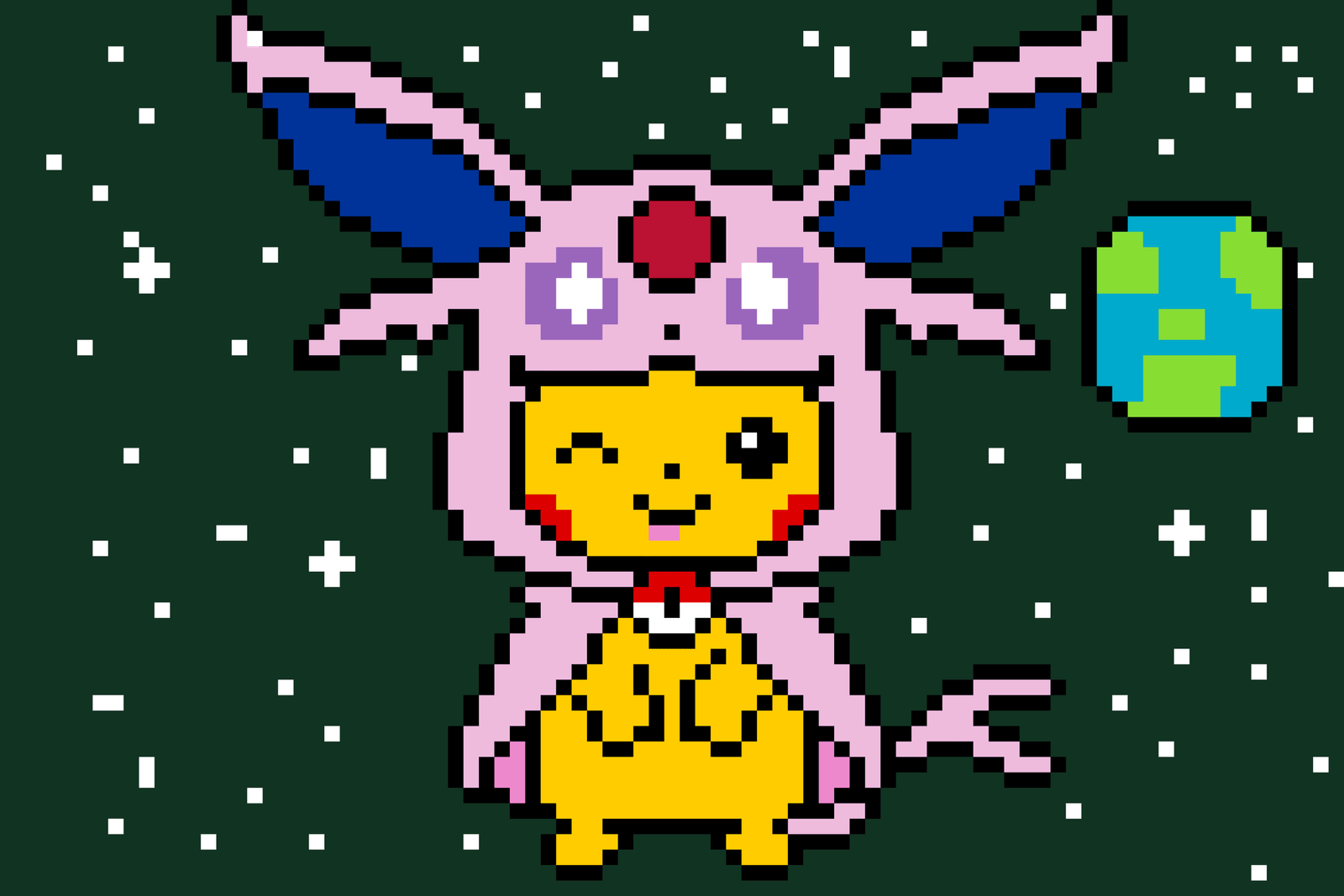 Pikachu Utklädd som Espeon 5mm Pärlplatta Design