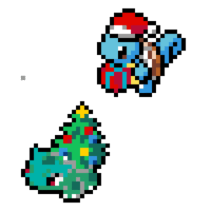 Pokémon Jul-Startpokémon, Bulbasaur och Squirtle pärlplatta mall