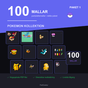 Pokemon parlplattor paket med 100 mallar