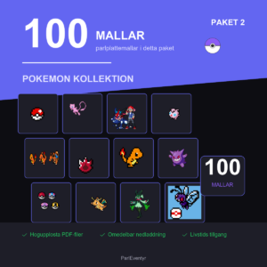 Pokémon pärlplattor paket med 100 mallar