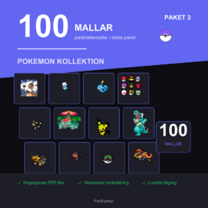 Pokémon pärlplattor paket med 100 mallar