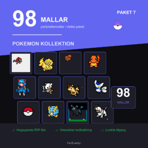 Pokémon pärlplattor paket med 98 mallar
