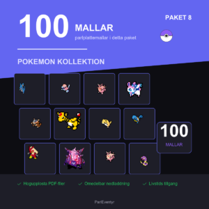 Pokémon pärlplattor paket med 100 mallar