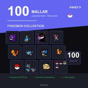 Pokémon pärlplattor paket med 100 mallar