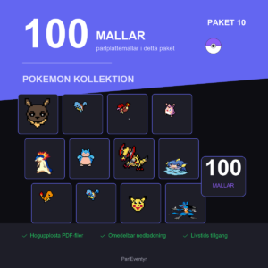 Pokémon pärlplattor paket med 100 mallar