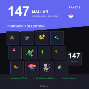 Pokémon pärlplattor paket med 147 mallar